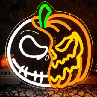 Letreros de neón de Halloween para decoración de pared, luces Led de calabaza, letrero de neón de calavera, letreros de calabaza con luz USB, señales Led de calavera regulables