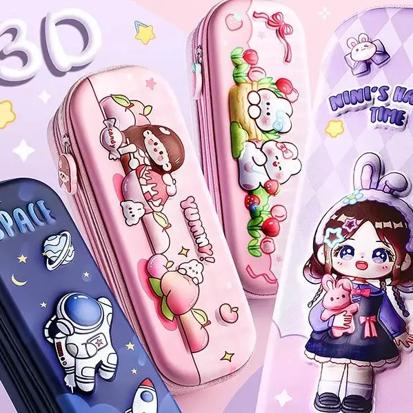 Estuche para lápices 3D, estuche para lápices para niños y niñas, estuche para lápices Popular para estudiantes, doble capa, gran capacidad