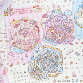 6 paquetes/lote de pegatinas decorativas retro para mascotas de la serie Zoo Small Town