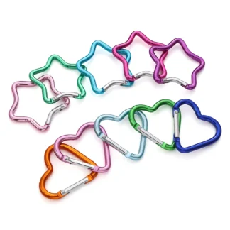 1 unid/bolsa mosquetón de aleación de aluminio Clip estrella/corazón/en forma de D suministros para actividades al aire libre llavero accesorios de joyería cierre de bloqueo