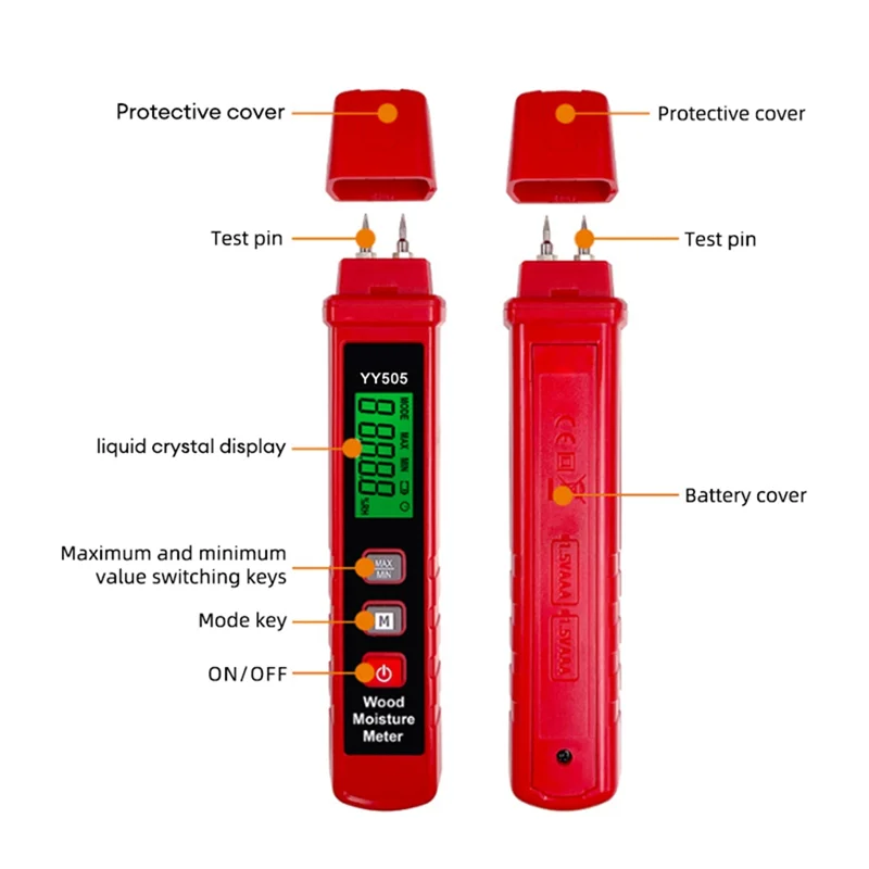 APPLIA-Detector de humedad de madera portátil con pantalla Digital transfronteriza para yeso de mortero de cemento y madera de pino