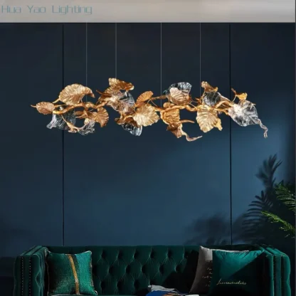 2025 Lámpara colgante para el salón, luz moderna, lámpara de cristal de lujo, lámpara principal larga, lámpara creativa para comedor, lámpara de dormitorio totalmente de cobre