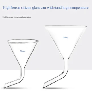 Embudo triangular de cuello doblado de vidrio, tubo de digestión, embudo de alimentación, embudo cónico de largo diámetro 30mm40mm50mm60mm70mm80mm90mm100mm