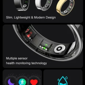 Anillo inteligente R09 para hombres y mujeres con estuche de carga, Monitor de salud y temperatura corporal para teléfono Xiaomi Samsung, anillo inteligente resistente al agua de 5ATM
