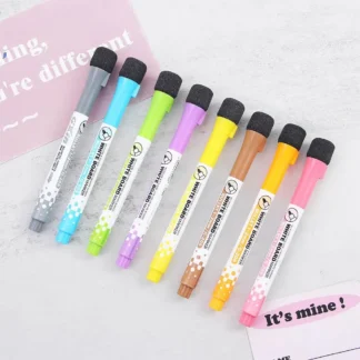 Suministros escolares, marcadores de tablero con tapa de borrador, bolígrafos de pizarra magnéticos borrables, bolígrafo de dibujo para niños, marcadores de bolígrafo Graffiti