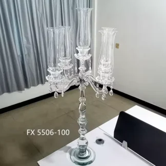 5 uds) candelabro de 5 Amrs candelabro transparente candelabro de mesa de cristal centro de mesa