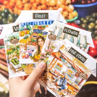 Mr Paper, 160 hojas/bolsa, pegatinas de escena callejera de la serie The Little Bazaar, pegatinas bonitas, pegatinas estéticas personalizadas