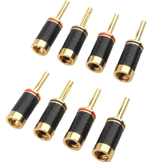 Conector tipo banana de fibra de carbono chapado en oro de 24 quilates, banana de 4 mm para cable de altavoz HIFI Conector tipo banana de fibra de carbono,