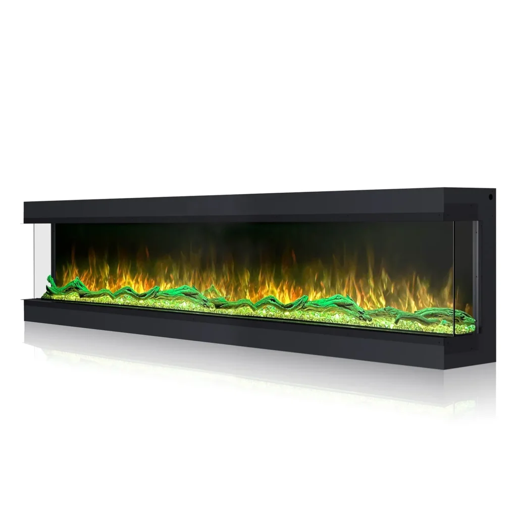El mejor chimenea eléctrica panorámica moderna WiFi 3D, decoración con llama LED, chimeneas eléctricas decorativas de 2/3 caras de 80 pulgadas