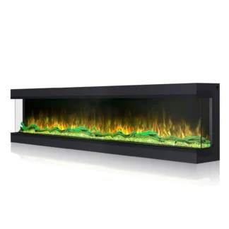 El mejor chimenea eléctrica panorámica moderna WiFi 3D, decoración con llama LED, chimeneas eléctricas decorativas de 2/3 caras de 80 pulgadas