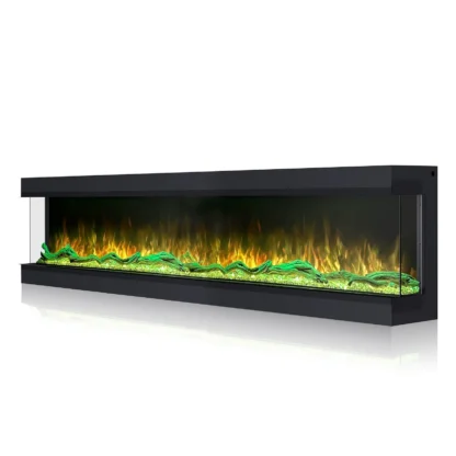 El mejor chimenea eléctrica panorámica moderna WiFi 3D, decoración con llama LED, chimeneas eléctricas decorativas de 2/3 caras de 80 pulgadas