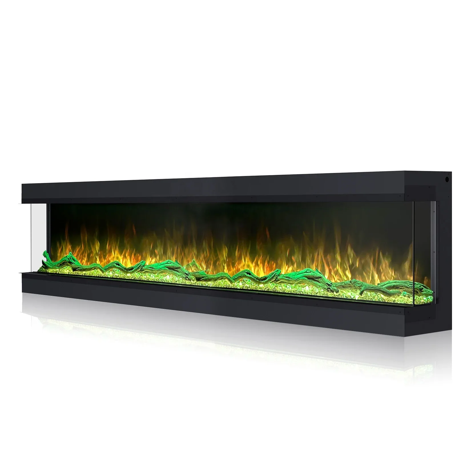 El mejor chimenea eléctrica panorámica moderna WiFi 3D, decoración con llama LED, chimeneas eléctricas decorativas de 2/3 caras de 80 pulgadas