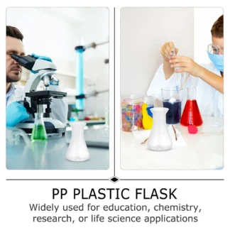 Frascos Erlenmeyer de plástico profesionales, suministros de laboratorio estables de 50ml, matraz de ciencia, escala de medición, matraz de ciencia, 6 uds.