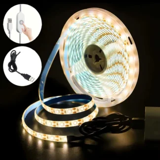 Tira de luces LED, cinta Flexible de 5V, cinta adhesiva de iluminación cortable blanca/blanca cálida para armario, cocina, dormitorio, retroiluminación de TV