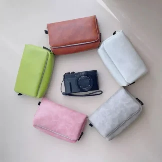 Adecuado para Canon G7x tres Sony Zv1f Ricoh Grccd máquina de tarjetas pequeña portátil Zv1 cámara Digital bolsa de cosméticos de cuero