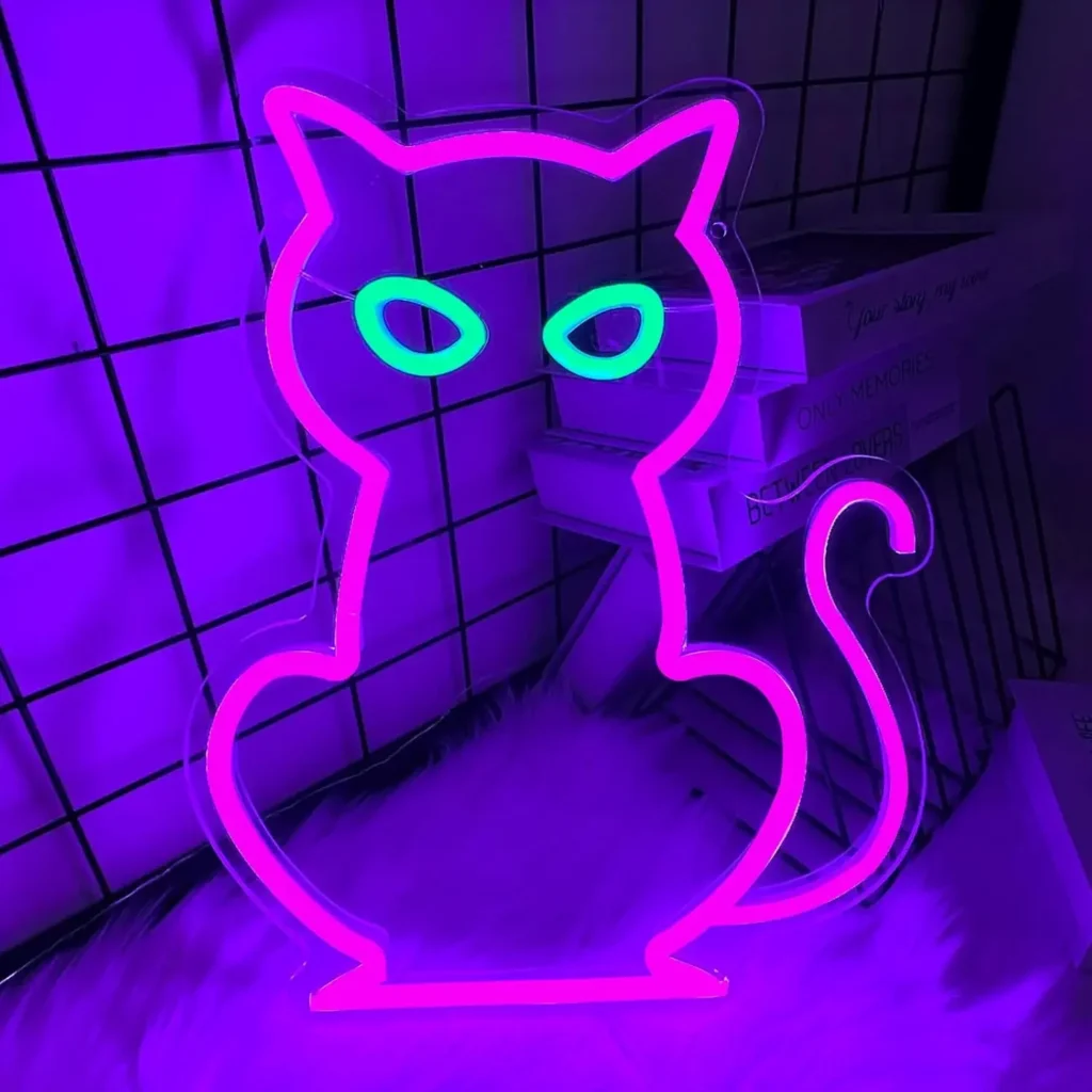Letreros de neón de gato para decoración de pared, luz LED de gato púrpura para Bar, Navidad, boda, fiesta de cumpleaños, decoración de Halloween