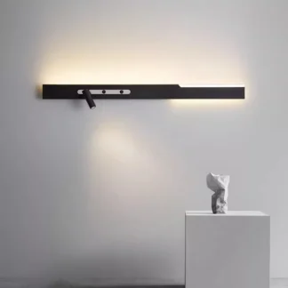 Lámpara de pared de tira larga minimalista con interruptor, foco giratorio de pared de fondo de TV para sala de estar, lámpara de noche para dormitorio con una letra