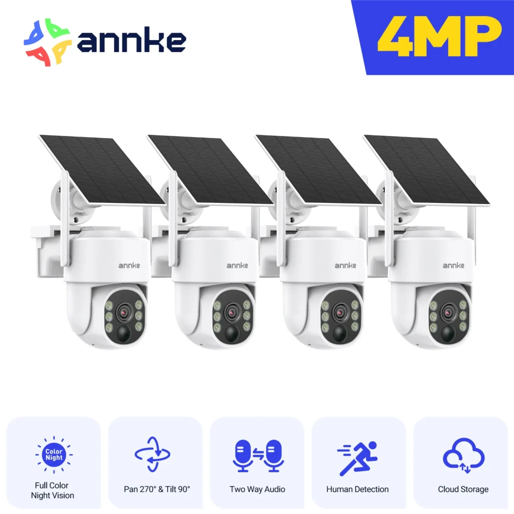 ANNKE H.264 + cámara de seguridad Wifi de 4MP batería integrada cámara IP PT inalámbrica visión nocturna a Color cámara de seguridad solar al aire libre