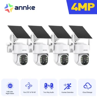 ANNKE H.264 + cámara de seguridad Wifi de 4MP batería integrada cámara IP PT inalámbrica visión nocturna a Color cámara de seguridad solar al aire libre