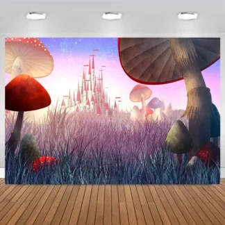 Studio Wonderland Castle Photography Background Prop Mushroom Newborn Baby Birthday Photo Decor Cake Table Wallpaper Backdrop