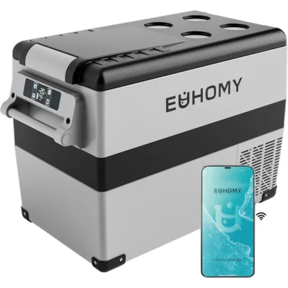 Refrigerador EUHOMY de 12 voltios, refrigerador eléctrico de 48 cuartos (45 l), control por aplicación de refrigerador de 12 V, enfriador de 12 V -4 ℉ ~68 ℉ , Congelador Portátil 12/24V CC