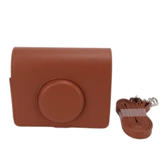 Funda para cámara, bolsa protectora de cuero PU a la moda con correa para el hombro para cámara Fuji Instax Mini Evo