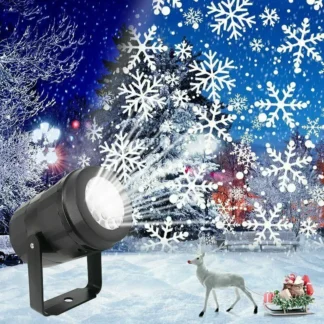 Proyector LED de copo de nieve blanco, luz novedosa HD, proyección dinámica de nieve, luz nocturna para dormitorio, fiesta de año nuevo, decoración navideña