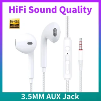 Auriculares intrauditivos con cable, calidad de sonido HiFi, micrófono HD incorporado, enchufe auxiliar Universal de 3,5mm, auriculares originales para Samsung y Xiaomi