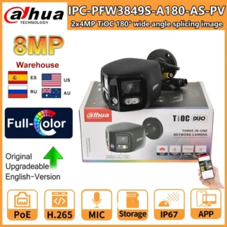 Cámara tipo bala Dahua de 8MP IPC-PFW3849S-A180-AS-PV 2x4MP TiOC Duo empalme focal fija WizSense CCTV vigilancia conversación bidireccional