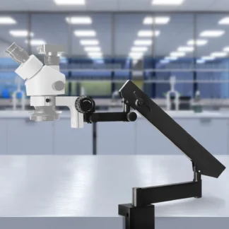 Soporte articulado para microscopios estéreo, soporte de microscopio de aleación de aluminio ajustado hacia arriba y hacia abajo para microscopios estéreo