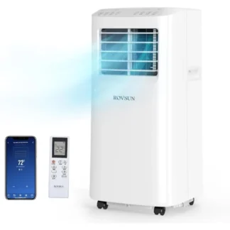 ROVSUN Aire acondicionado portátil inteligente compatible con WiFi de 8000 BTU, enfriador, deshumidificador y ventilador 3 en 1, unidad de CA móvil para habitación potente