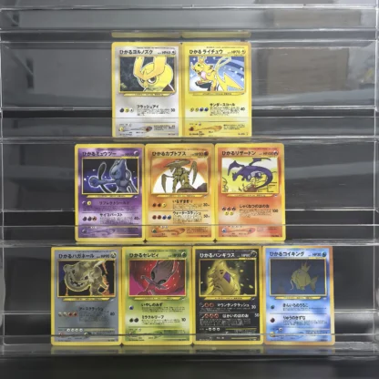 Tarjetas de colección de Pokémon, Charizard japonés brillante Mewtwo Raichu Celebi Kabutops, juego clásico de cartas de Anime, juguetes de regalo, 9 Uds.