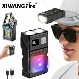 Mini linterna LED recargable por USB, linterna portátil superbrillante con imán trasero, luz de emergencia COB lateral y linterna de Camping