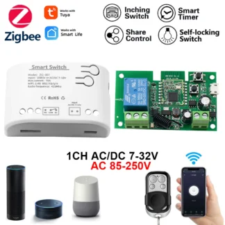 Interruptor Zigbee Tuya 220V 110v 12V 24V 32V, módulo de relé, Motor de cortina, luz de encendido y apagado, interruptor de Control remoto, repetidor Zigbee, necesita Hub
