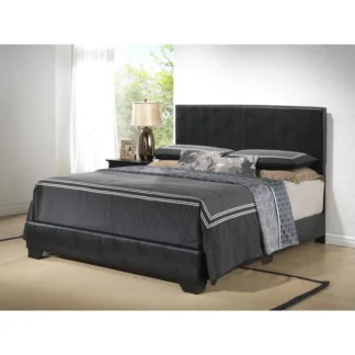 Elegante cama tamaño queen negra para espacios contemporáneos con diseño elegante y comodidad