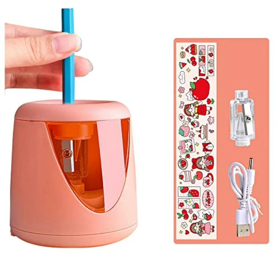 Sacapuntas eléctrico con bonito diseño y función de ahorro de lápiz para lápices de colores de 68,5 mm permite un afilado rápido y eficiente