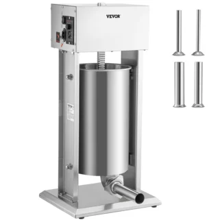 Embutidora de salchichas eléctrica SucceBuy, 10L/15L, máquina para hacer salchichas de acero inoxidable, grado comercial con 4 embudo de llenado para el hogar