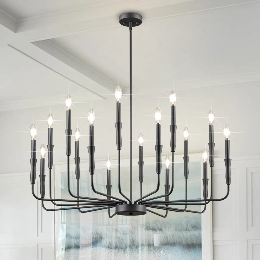 Candelabro clásico Traddtional, candelabro de granja negro, candelabros de vela ajustables en altura para comedor