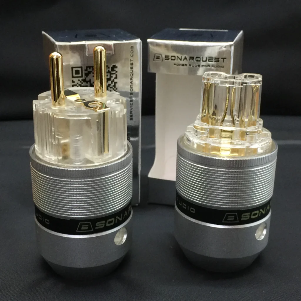 Conector de alimentación de alta calidad aleación de aluminio UE 24 oro E25-G(T)+C25C(T) Schuko macho y hembra IEC Diy Audio HIFI