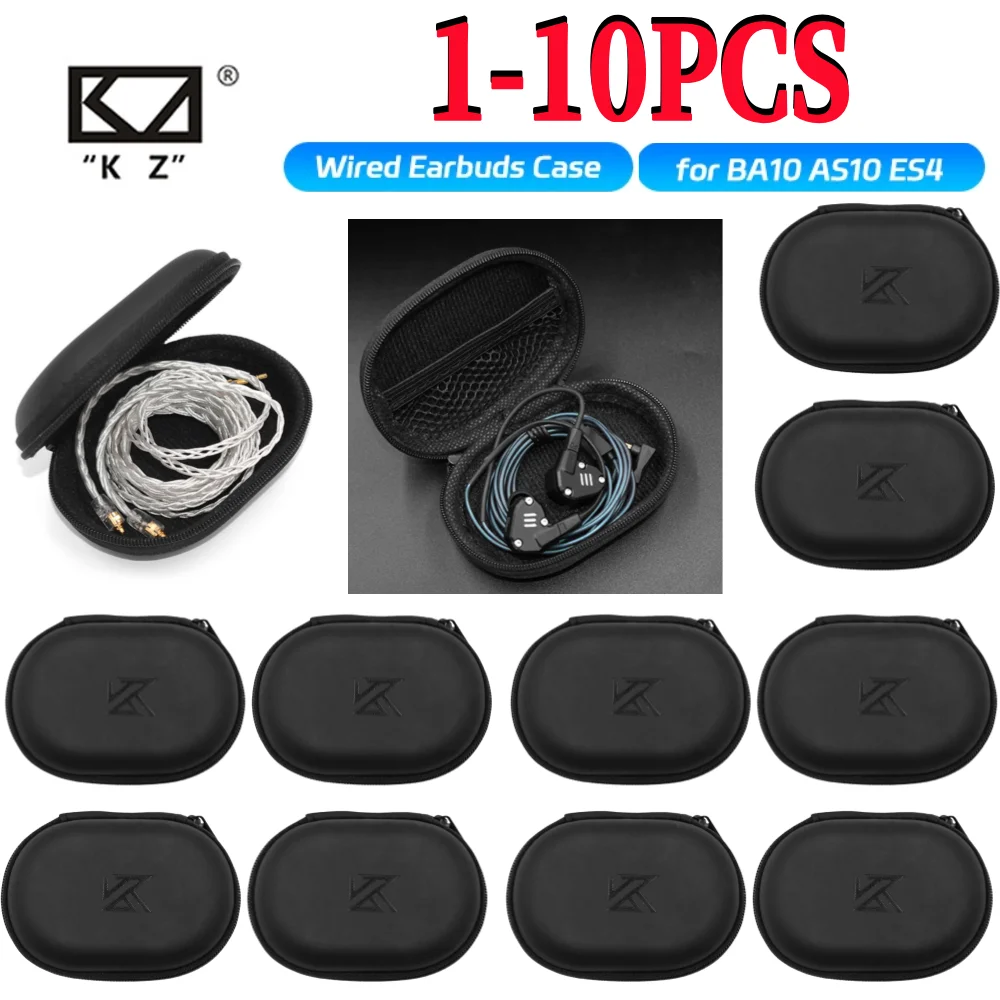 Accesorios para auriculares KZ, funda para auriculares con cable, caja de almacenamiento con cremallera EVA para BA10 AS10 ES4 KZ CAA para Xiaomi Universal, 1-10 Uds.