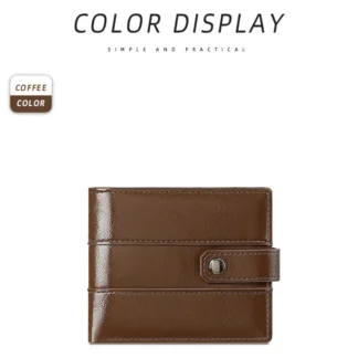 Cartera plegable corta de PVC para hombre, monedero con ranura para múltiples tarjetas, estilo Retro europeo y americano, Clip para dinero con sensación de alta gama