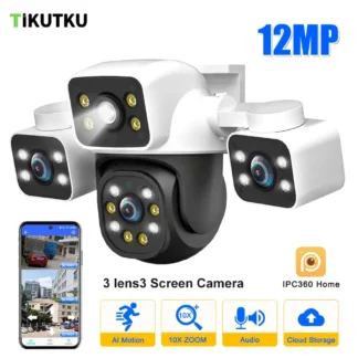 Cámara de seguridad con Zoom 10X, 6K, 12MP, WiFi, tres lentes, seguimiento automático, impermeable, PTZ, seguridad, vídeo CCTV, vigilancia IPC360Ho