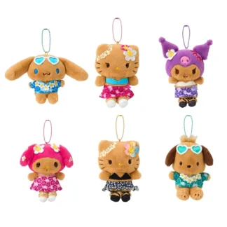 Kawaii piel negra Cinnamoroll juguetes de peluche hawaianos mochila llavero creativo colgante de dibujos animados accesorios niñas regalo de cumpleaños