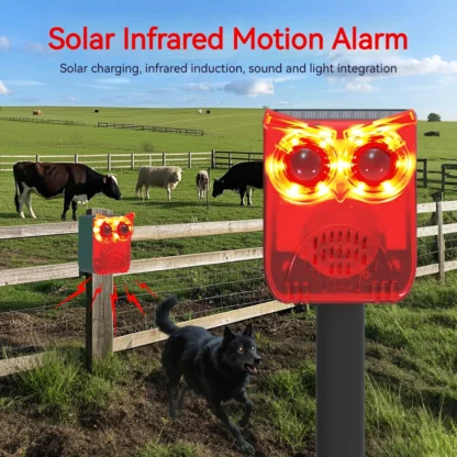 Sensor de movimiento Solar para exteriores, alarma para ladridos de perros y sonido de tiro, fabricante de ruido fuerte, disuasivo, mapache, ciervos, excrementos, osos y coyotes