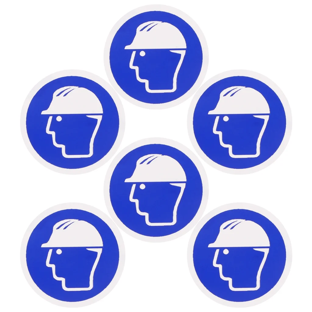 Pegatina de uso de seguridad, etiqueta de advertencia de casco duro adhesiva duradera, señal de seguridad en el lugar de trabajo, 10 Uds.