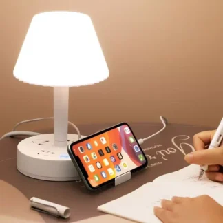 Lámpara LED de mesa de noche para dormitorio, lámpara de aprendizaje y lectura nocturna tres en uno