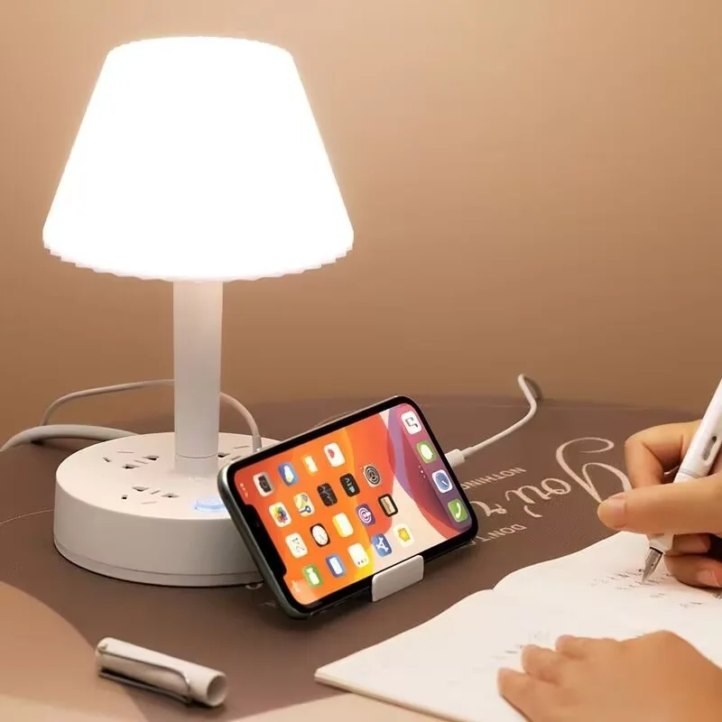 Lámpara LED de mesa de noche para dormitorio, lámpara de aprendizaje y lectura nocturna tres en uno