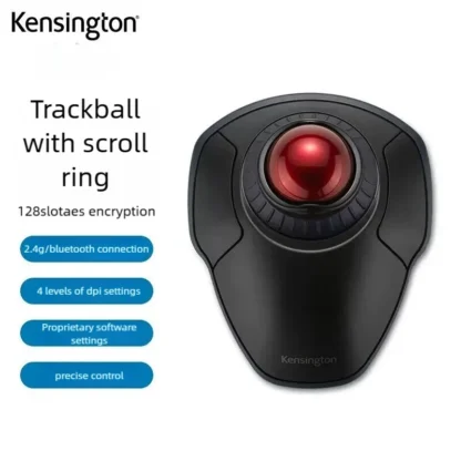 Kensington Orbit 2,4G Trackball inalámbrico con anillo de desplazamiento K70992 ratón para juegos Rollerball con cifrado AES de 128 bits para PC/portátil
