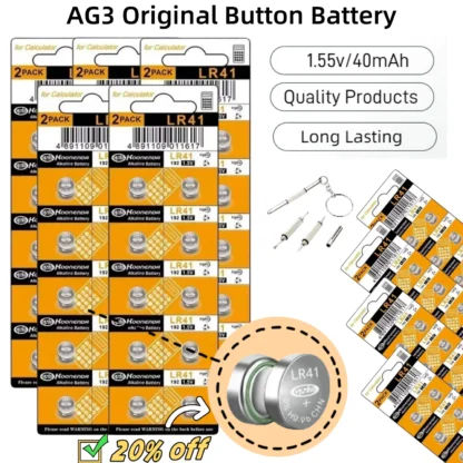 AG3/LR41 10-200 Uds batería alcalina 392 SR41 192 L736 384 nueva batería de pila de moneda para Mini linterna juguetes dispositivos médicos