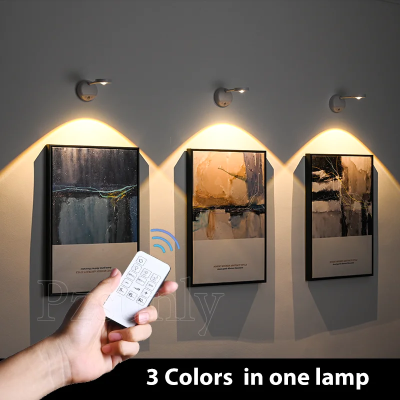 Focos USB recargable inteligente detección humana luz de pared inalámbrica foco Led regulable para iluminar pinturas imágenes